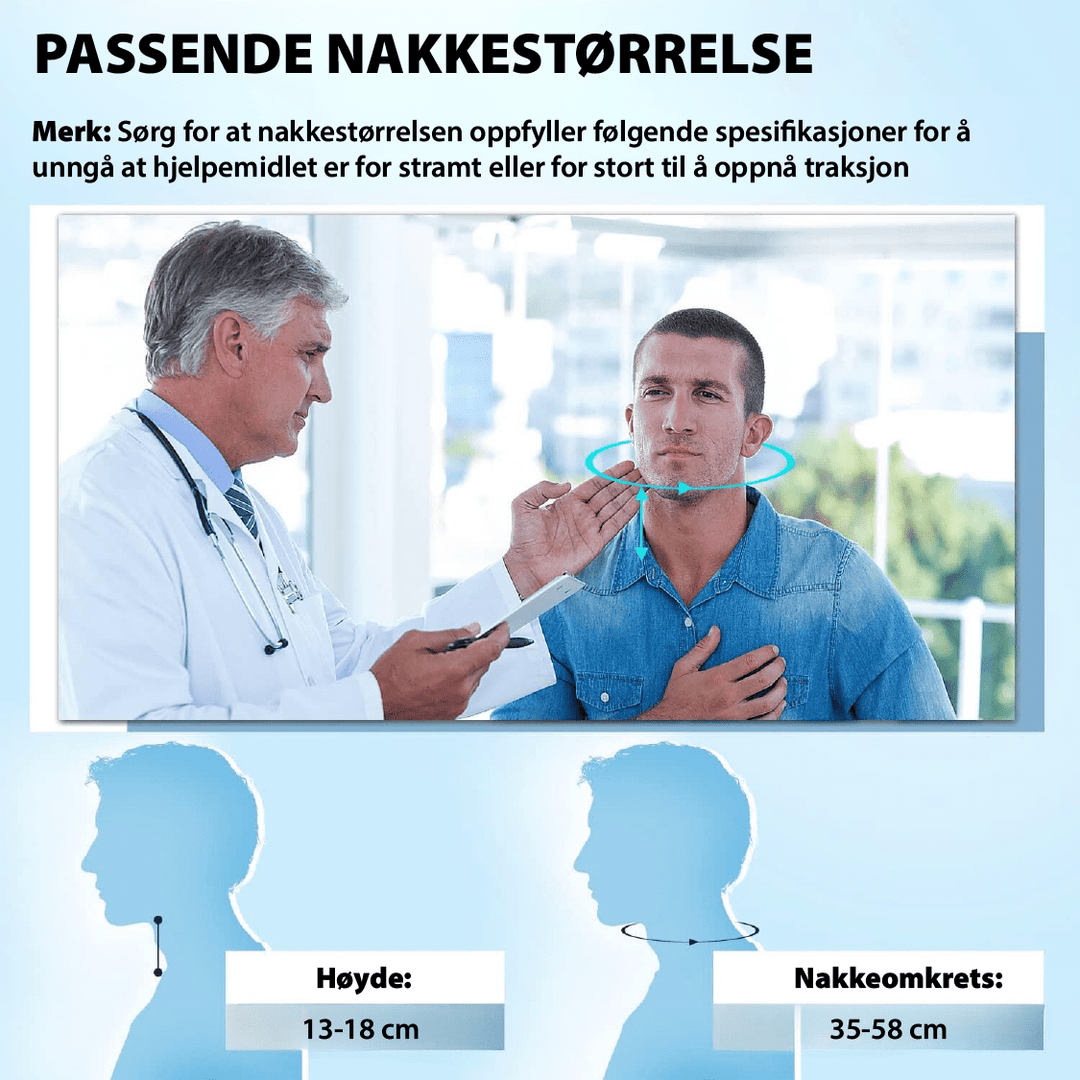 Ergonomisk nakkestrekker fra siden, designet for effektiv nakkeavlastning og smertelindring.