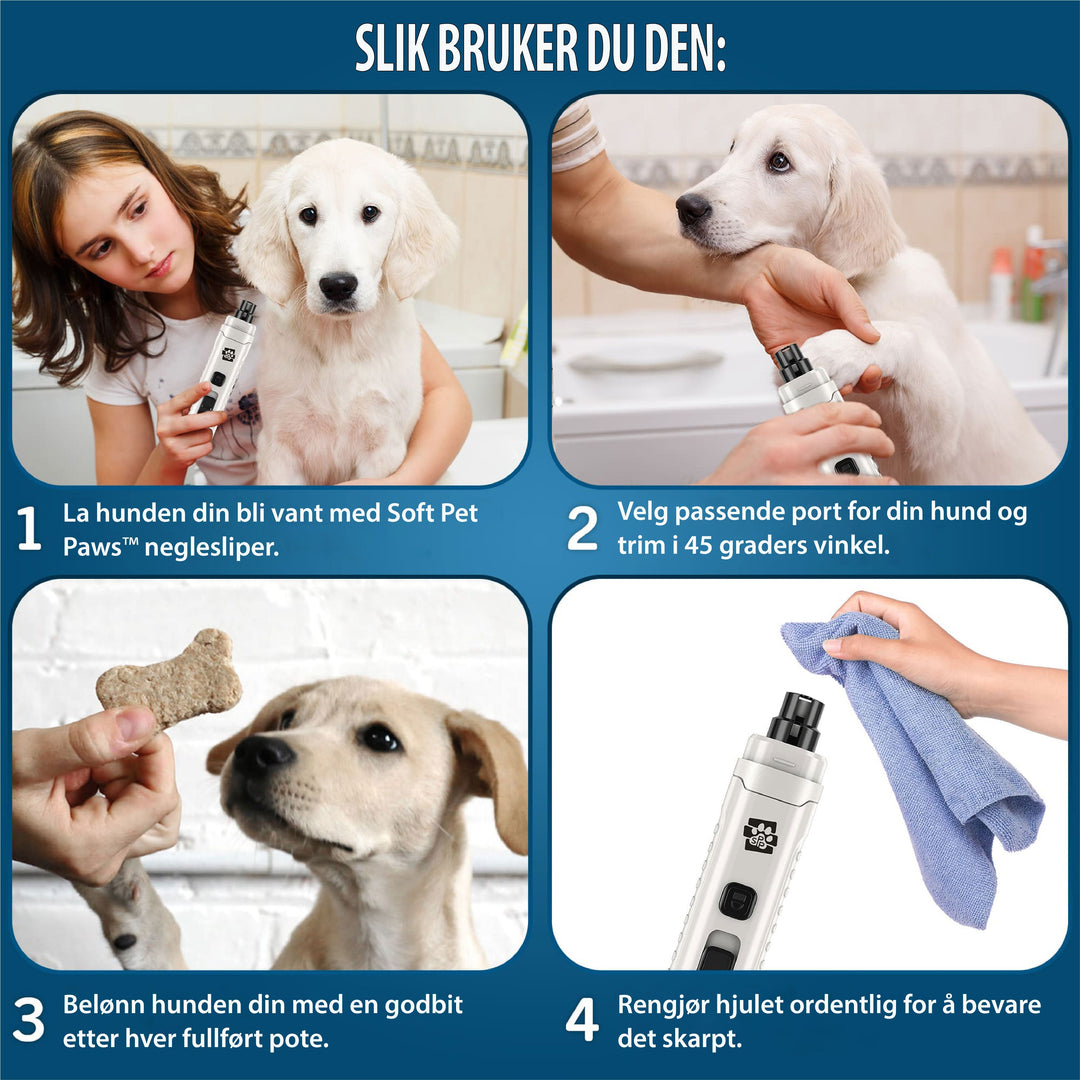 Kraftfull elektrisk neglesliper for hund. Effektiv og rask klopleie som gjør grooming enklere.