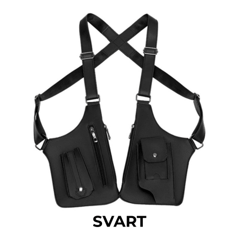 Taktisk skulderveske for menn i robust, vanntett PU-skinn. Ideell for reise, friluftsliv og hverdag.