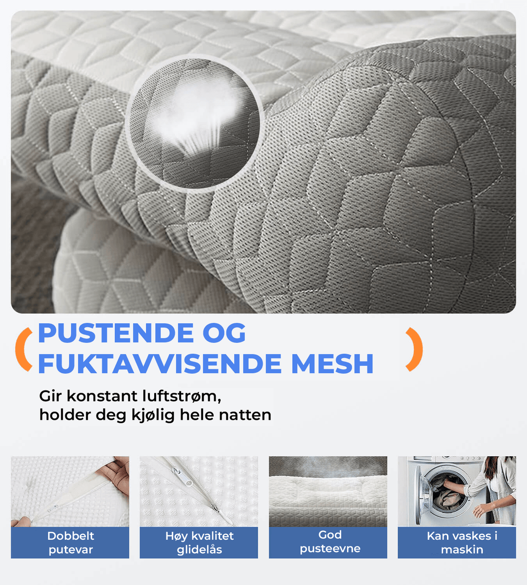 Smertelindrende ergonomisk ortopedisk pute. Reduserer nakke- og ryggsmerter, sikrer en dyp, rolig og uforstyrret søvn.