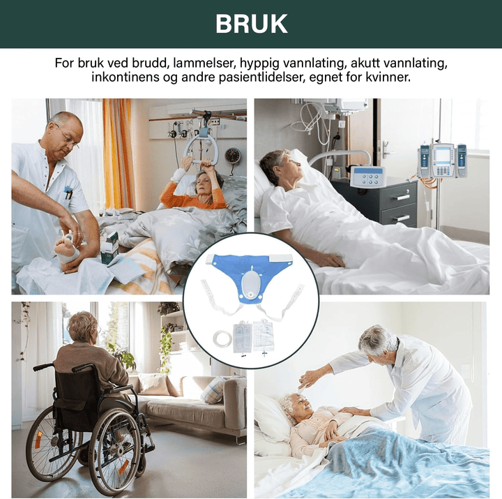 Hygienevennlig urinpose i silikon, gjenbrukbar og bærbar for voksne og barn.