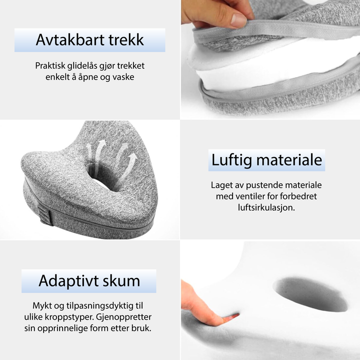 Støttepute for rygg og hofter. Ergonomisk design for smertefri nattesøvn og velvære.