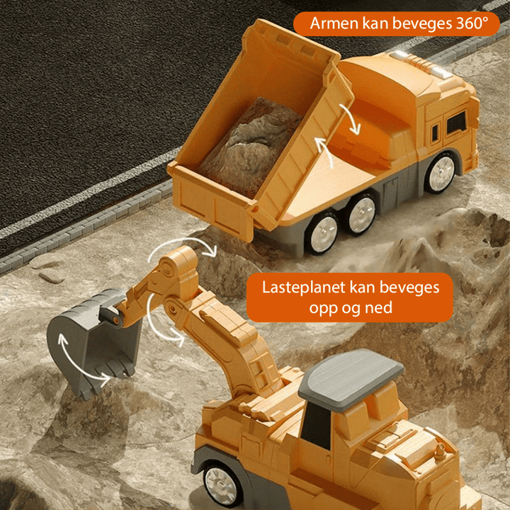 Magnetisk gravemaskin og lastebil i lek. Barnas favoritt, styrker logisk tenkning og kreativitet.
