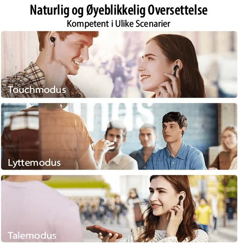 Smarte trådløse ørepropper for oversettelse. Eliminerer språkbarrierer i sanntid for dine globale reiser.