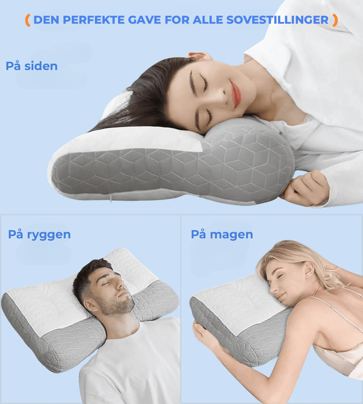 Allsidig ortopedisk pute med ergonomisk form. Fremmer dyp søvn, smertelindring av nakke og rygg. Hypoallergenisk.