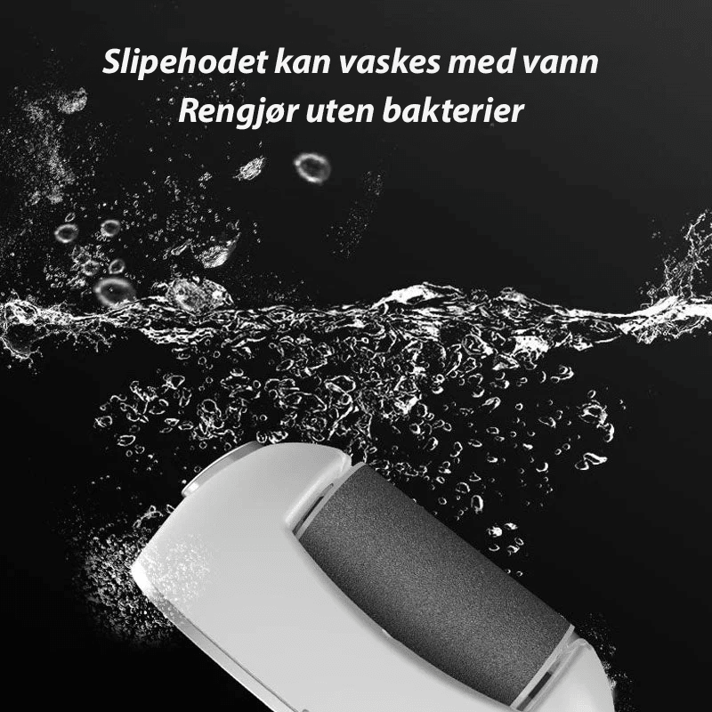 Elektrisk fotfil med spesialtilbehør for både fotpleie og neglepleie, gir sunne tånegler.