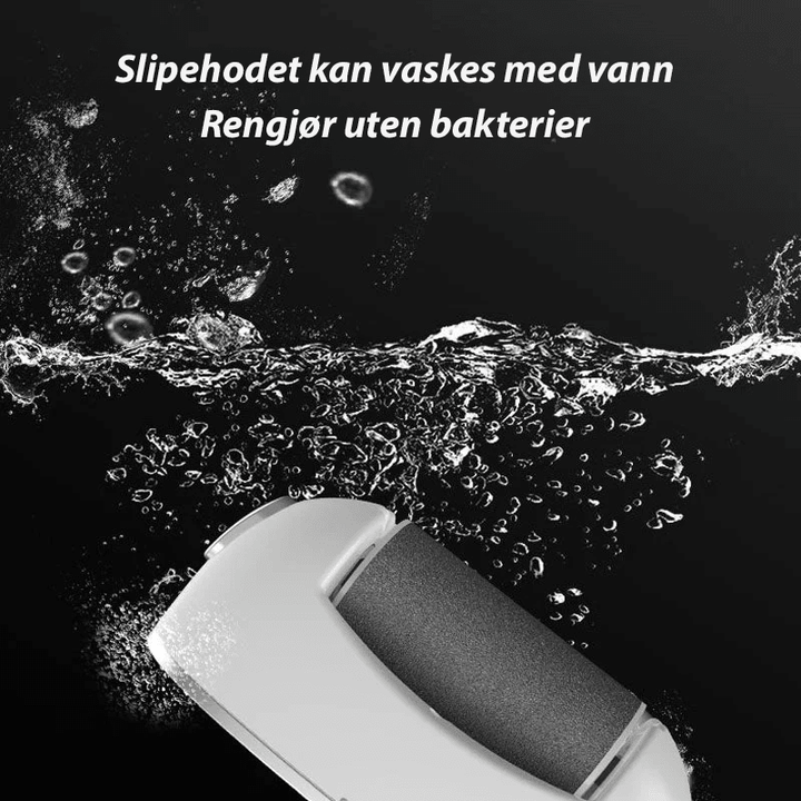 Elektrisk fotfil med spesialtilbehør for både fotpleie og neglepleie, gir sunne tånegler.