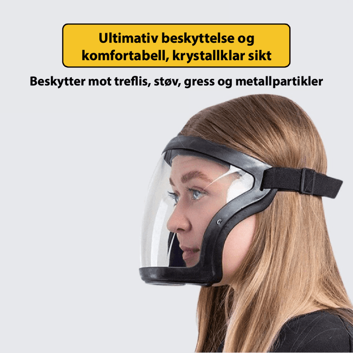 Unisex ansiktsskjerm med duggfri linse, ideell som personlig verneutstyr. Brillevennlig for klart og trygt syn.