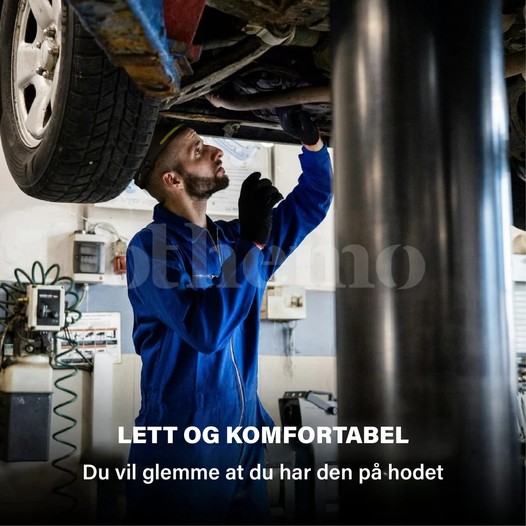 Othemo 230° LED-hodelykt, sideprofil som viser robust og vanntett design for utendørsbelysning.