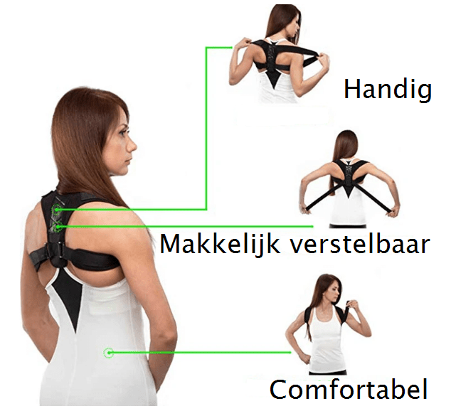 Ergonomisk unisex korsett som gir støtte for rygg, nakke og skuldre. Forbedrer holdningen og fremmer helse.
