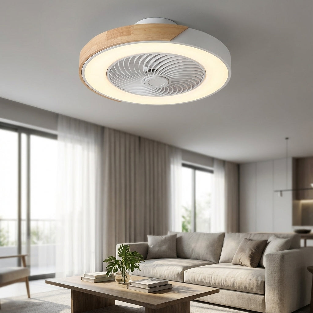 Moderne takvifte med LED-lys og stille drift, perfekt for stilren hjemmeinnredning og effektiv belysning.