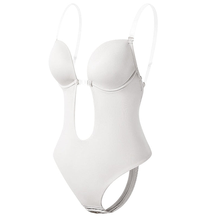 Ryggløs dame shape bodysuit i hudfarge, gir sømløs forming og støtte. Ideell for et glatt utseende.