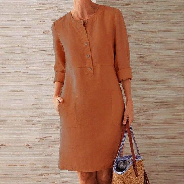 Elegant dame midi kjole for fest eller jobb. Tidløs, lett og komfortabel design, perfekt for alle anledninger.