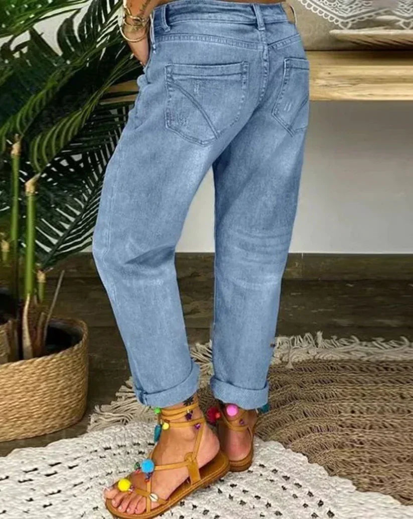 Komfortable damejeans med baggy passform, perfekte fritidsbukser for en avslappet og stilren look.