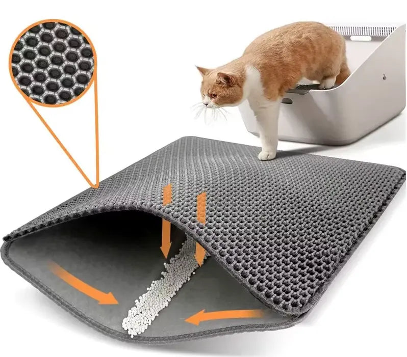 Ekstra stor kattesandmatte av robust EVA-materiale, sklisikker og vanntett for alle katter.