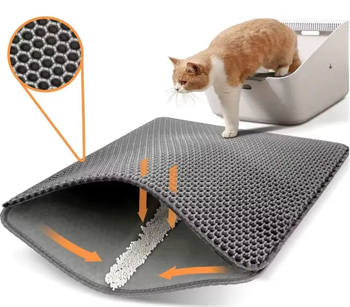 Ekstra stor kattesandmatte av robust EVA-materiale, sklisikker og vanntett for alle katter.