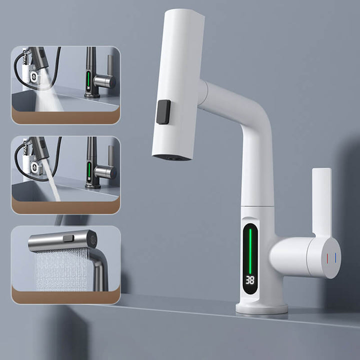 Elegant kjøkkenkran med 360° rotasjon og uttrekkbar sprayfunksjon for maksimal fleksibilitet i moderne kjøkken.