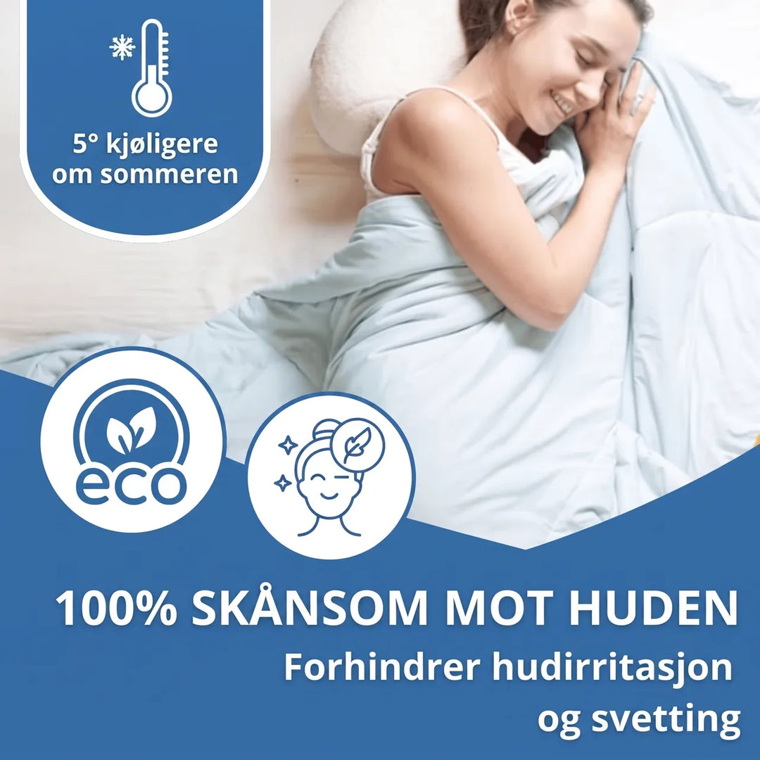 Lett reisevennlig sommerdyne, fukttransporterende og sval. Ideell for hytte og camping.