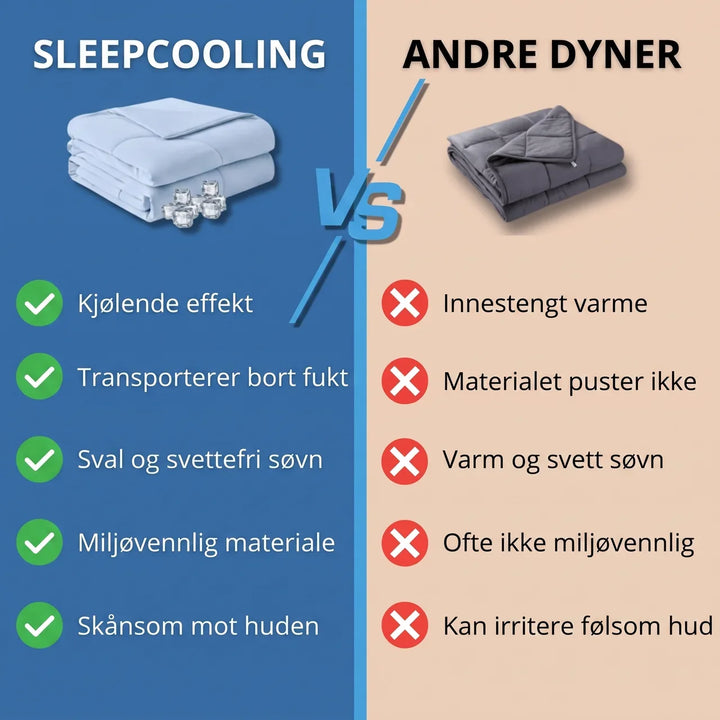 Komfortabel kjøledyne med pustende materiale. Holder deg sval gjennom varme sommernetter.