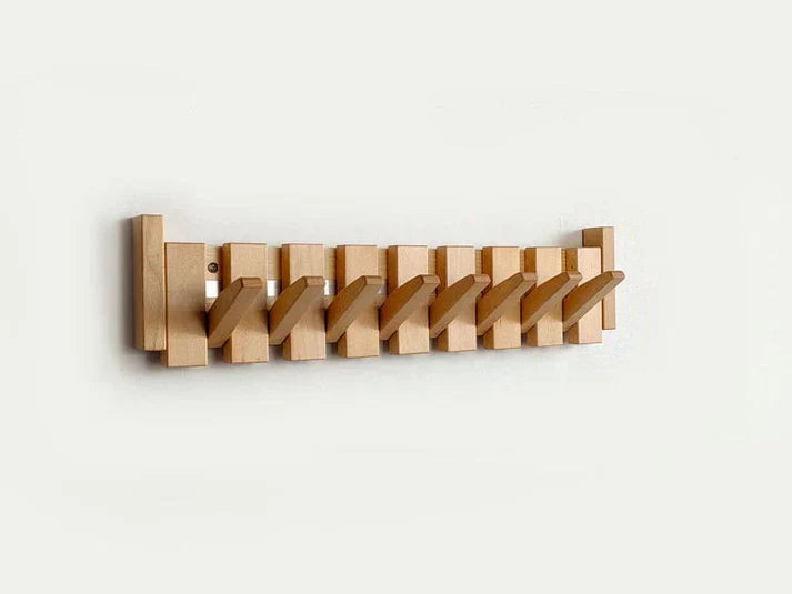 Multifunksjonell knaggrekke/klesstativ i tre, perfekt for oppbevaring i gang, soverom eller kontor. Piano-design.