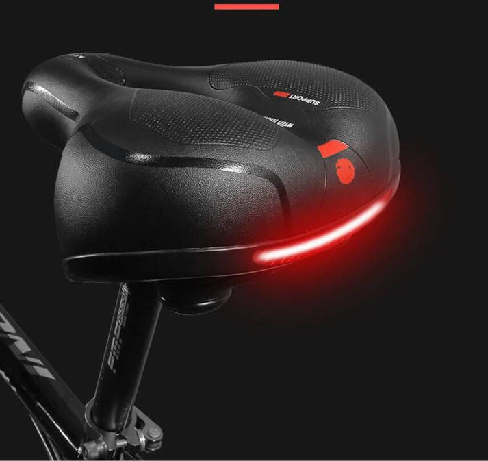 Rød CloudComfort sykkelsadel, universell og komfortabel. Ergonomisk sete for lange turer på sykkel.