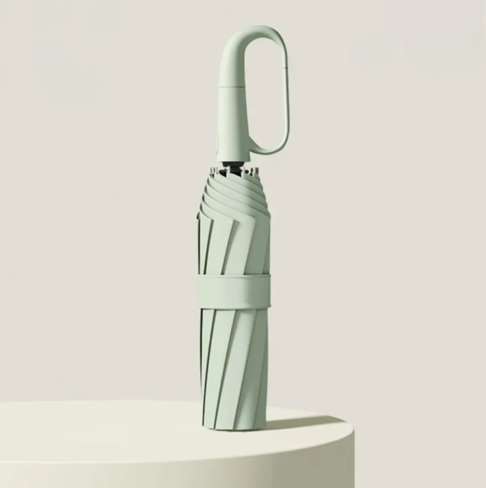 Stilig unisex paraply med solid håndtak, designet for komfort og pålitelighet i dårlig vær.