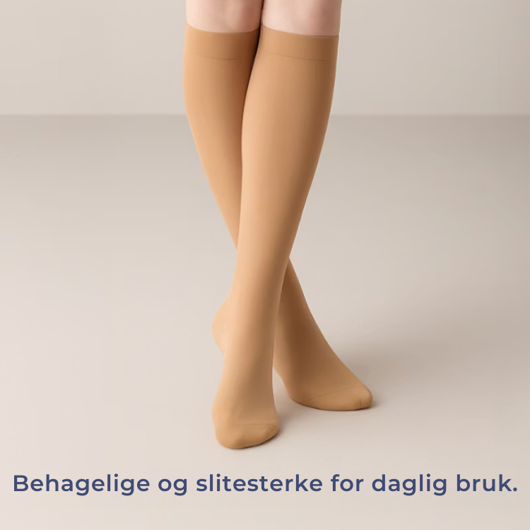 Slitesterke nylon kompresjonsstrømper, knelange (5-pakning) for trening, reise og komfort.