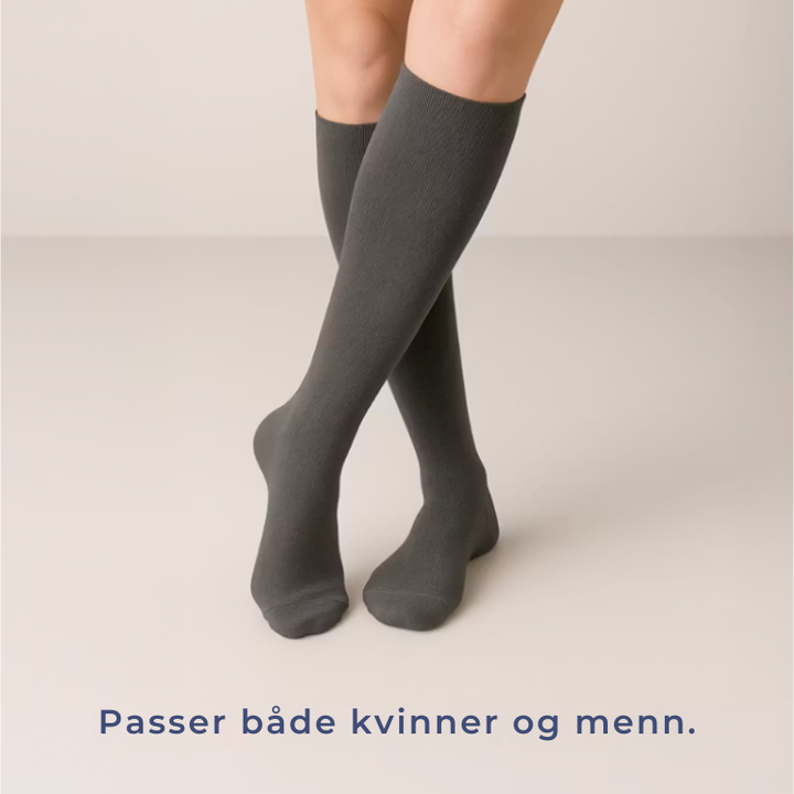 En 5-pakning knelange unisex kompresjonsstrømper (20-30 mmHg) for optimal benstøtte.