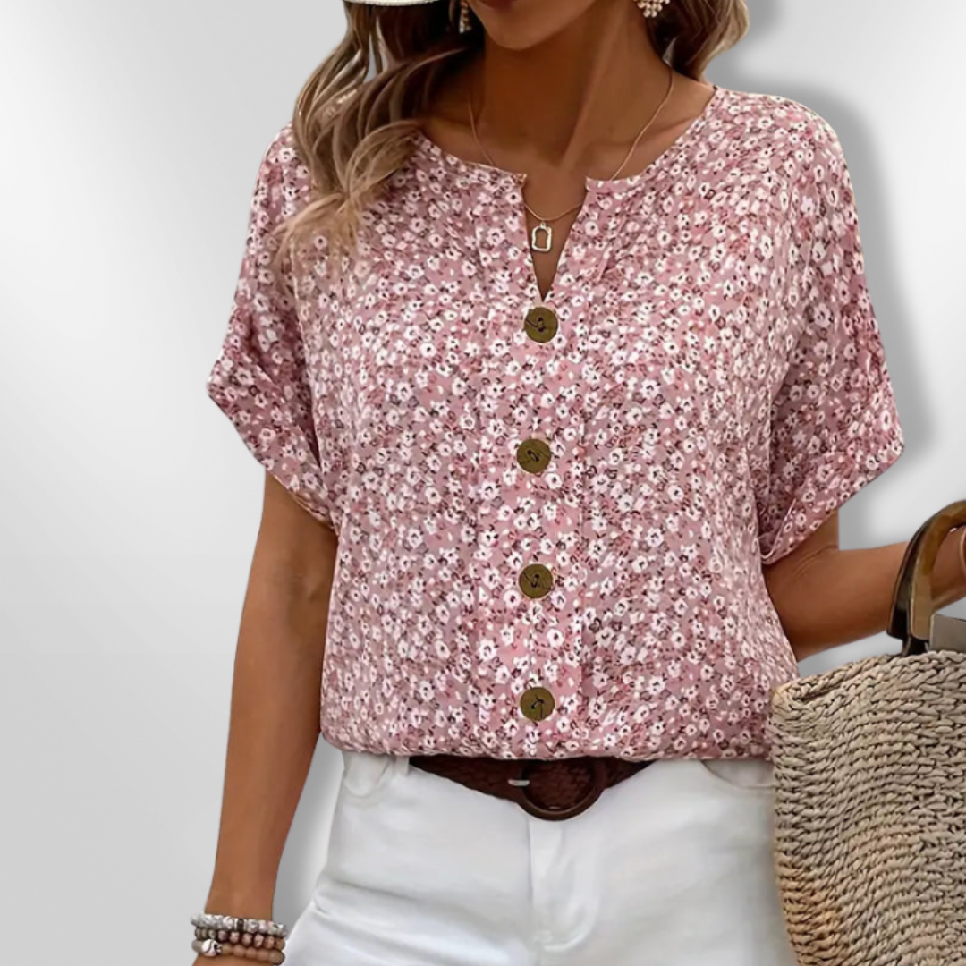 Allsidig kvinne bluse med blomstermønster. Komfortabel og lett sommerstil for alle anledninger.