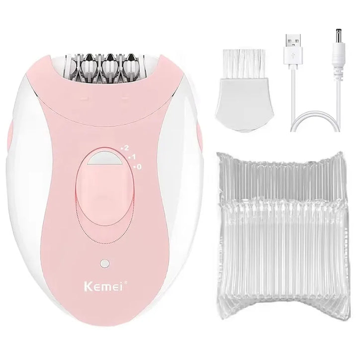 Kvinne med glatt hud etter bruk av elektrisk epilator for langvarig hårfjerning på ansikt og kropp.