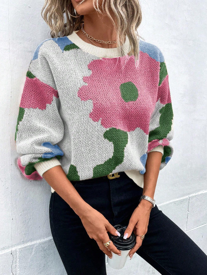 Vårgenser med levende floralprint, ideell for en frisk og feminin sommer- eller hverdagsstil.