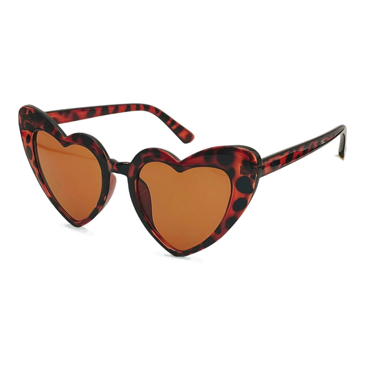 Lette hjerteformede solbriller av plast for kvinner, tilbyr trendy look og UV400 beskyttelse.