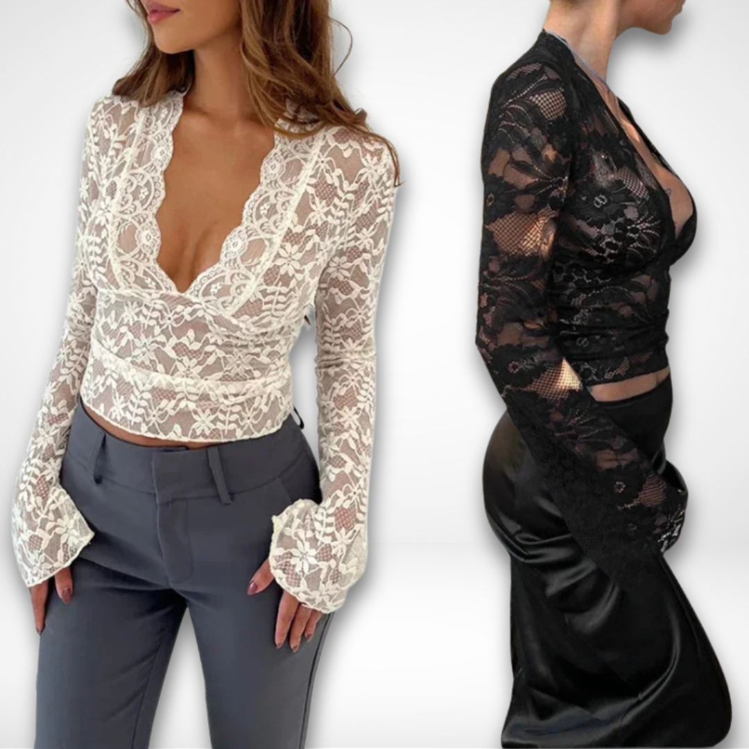 Chic kvinnebluse, perfekt for fest og hverdag. Allsidig elegant topp med slim passform.