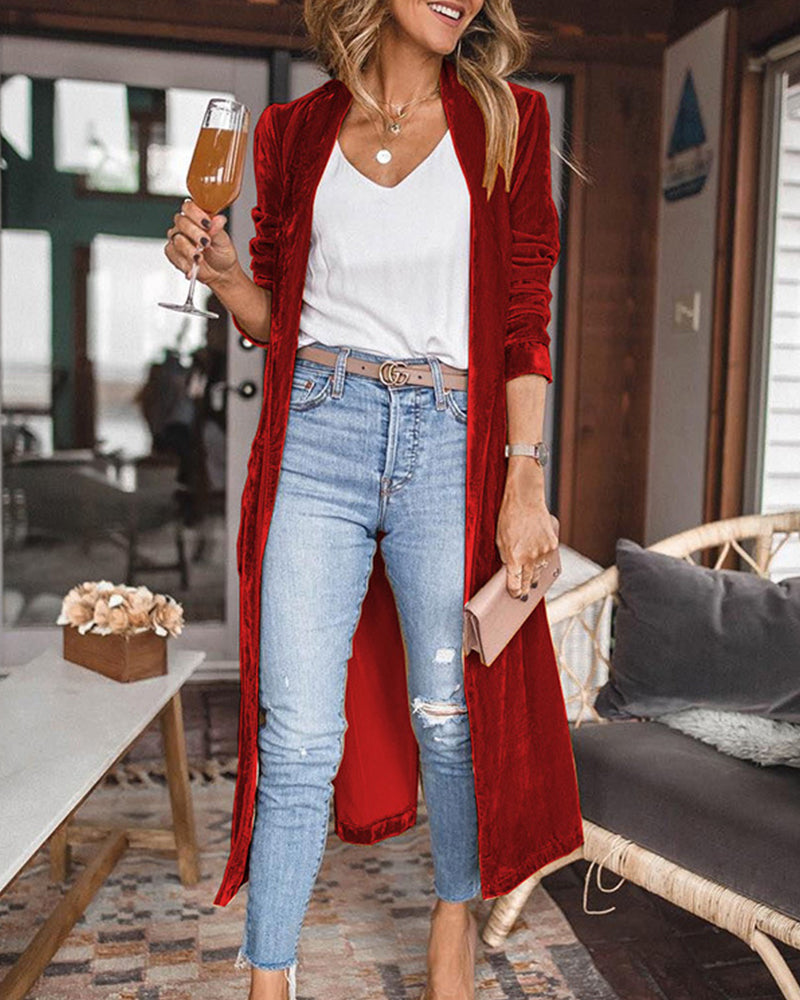 Chic duster cardigan for damer, lang og flytende for en sofistikert lag-på-lag stil.