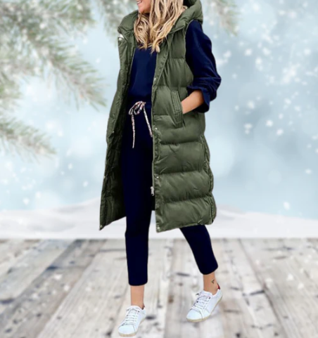 Moderne lang vest for dame, elegant og trendy kvinneklær som passer til enhver anledning. Komfortabel mote.