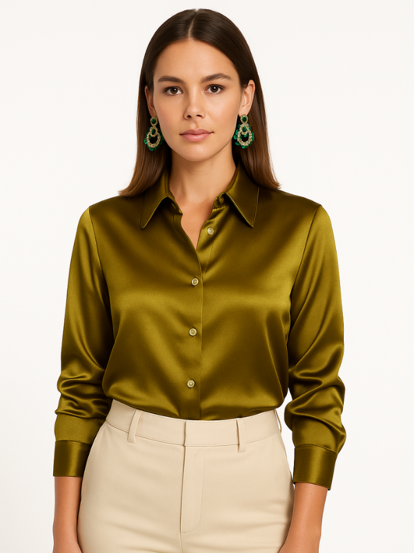 Enkel og elegant bluse for kvinner. Tidløs topp med knappelukking, ideell for et minimalistisk utseende.