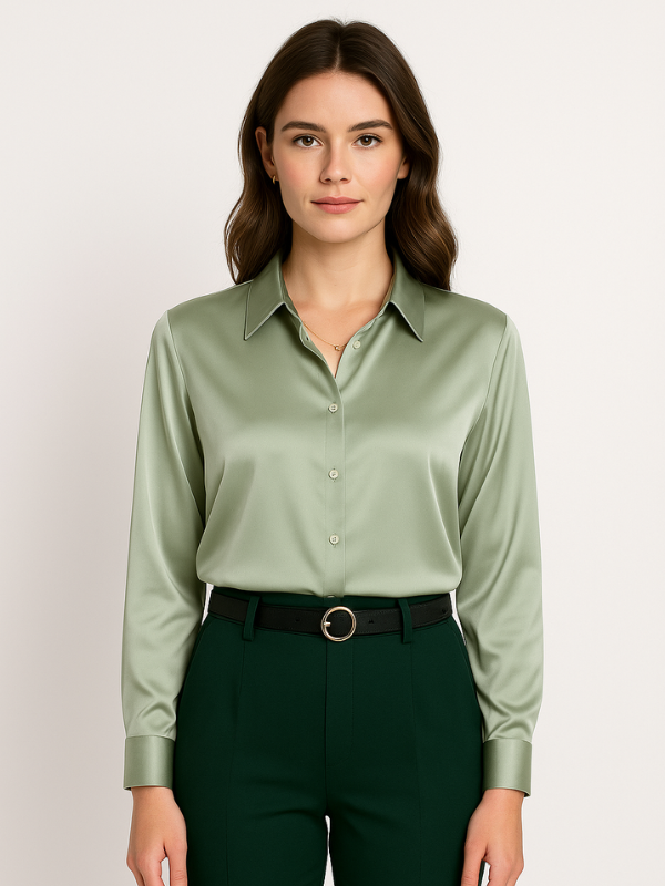 Stilfull damebluse for alle anledninger. Elegant kvinnebluse med knapper som kombinerer formelt og hverdag.