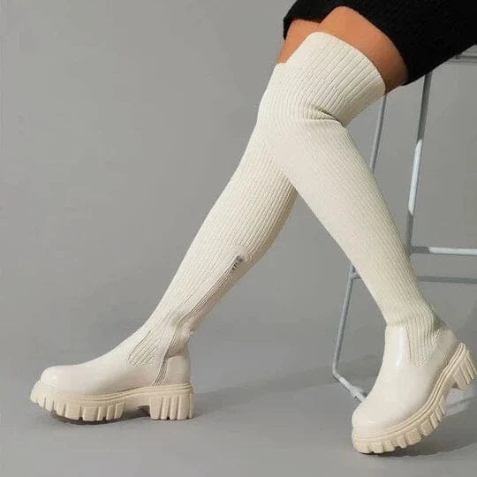 Klassiske Dame Stretch Boots, sorte og elegante. Perfekt for fest og stilige antrekk for kvinner.