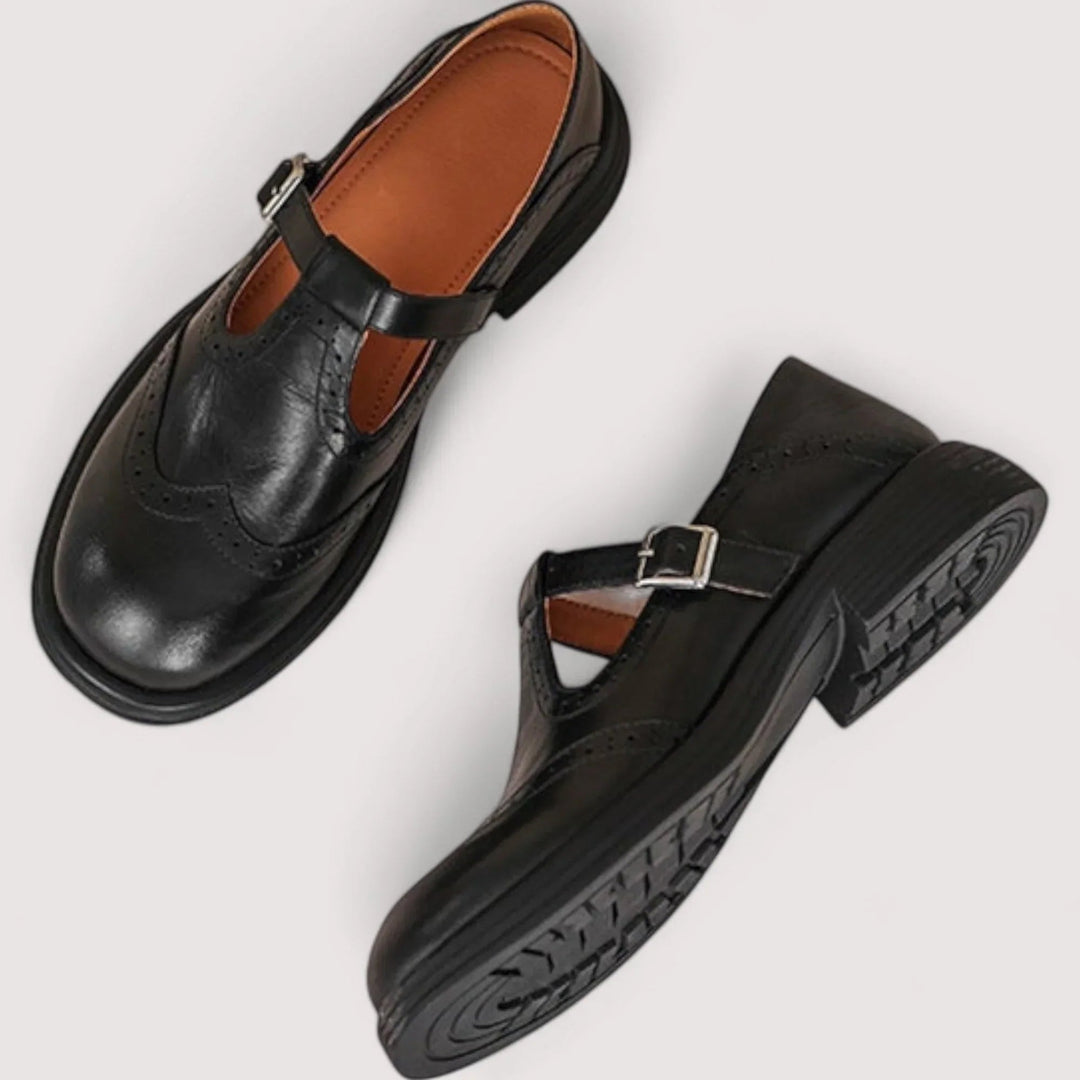 Elegante brune Mary Jane flats for kvinner, komfortable damessko perfekte for vårsommer.
