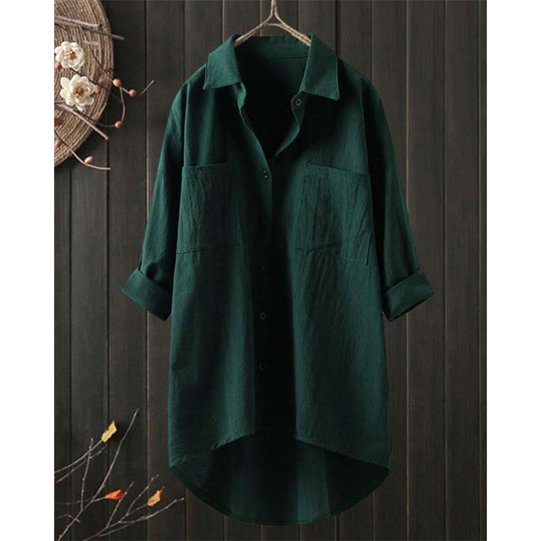 Elegant og allsidig damebluse med lange ermer, perfekt for både hverdag og mer formelle anledninger.