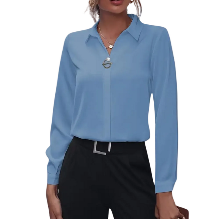 Klassisk kvinnebluse, elegant og allsidig. Perfekt langermet topp for business, kontor og hverdag.