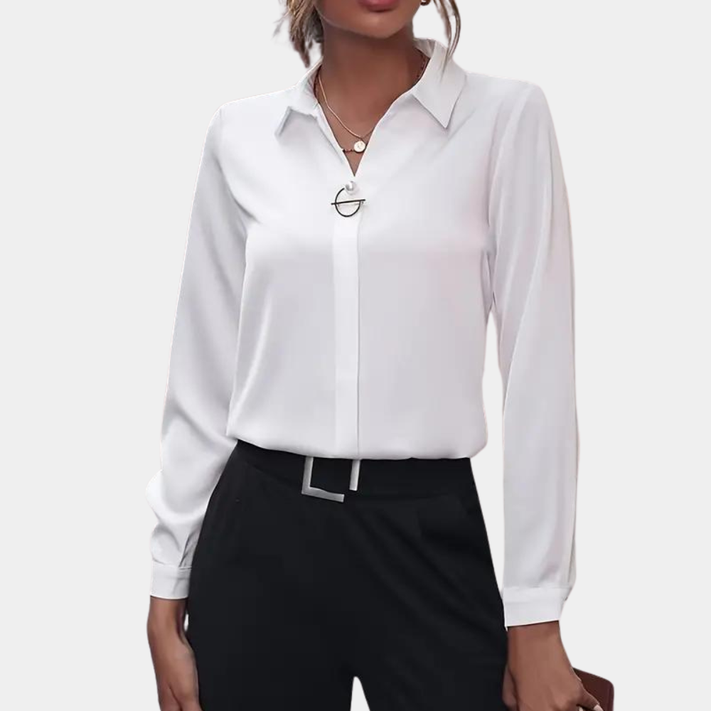 Stilfull business bluse for kvinner. Elegant langermet topp som passer perfekt for kontoret.