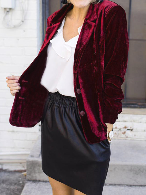 Allsidig fløyelsblazer for damer, perfekt som vårklær og høstklær. Elegant, langermet kvinneblazer med tidløs stil.