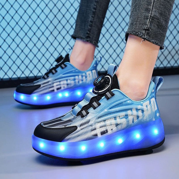 Stilige hvite LED hjulsko for kvinner. Multifunksjonelle rulleskøyter med lys, perfekt for aktive dager.