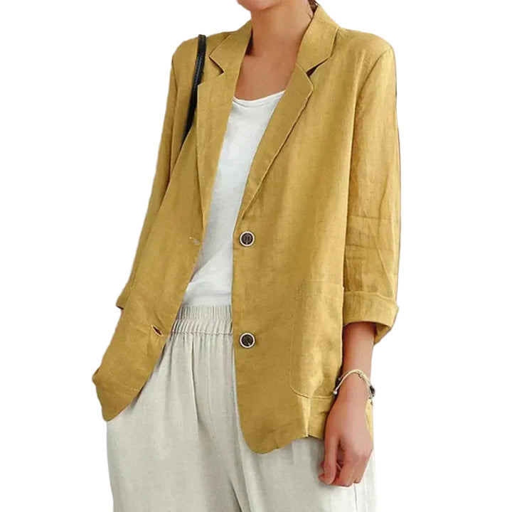 Elegant lett blazer for kvinner i en frisk farge, perfekt for kontoret eller hverdagsbruk. Komfortabel vår/sommer blazer.