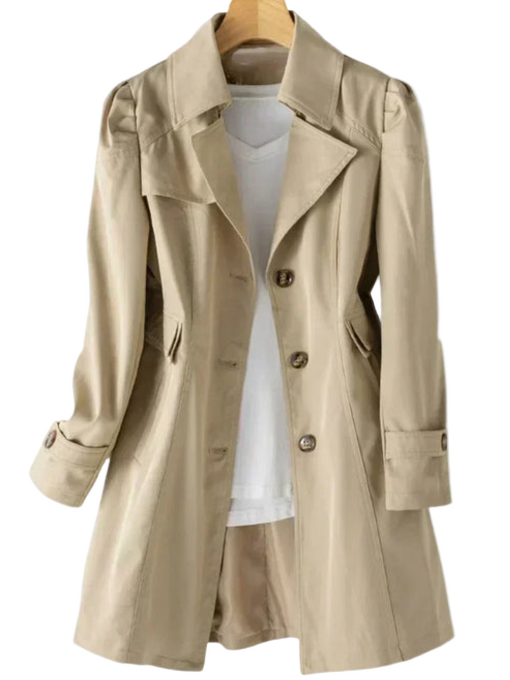 Dame trenchcoat i klassisk design, en stilig kåpe for moderne kvinner. Perfekt som vår- eller høstjakke.