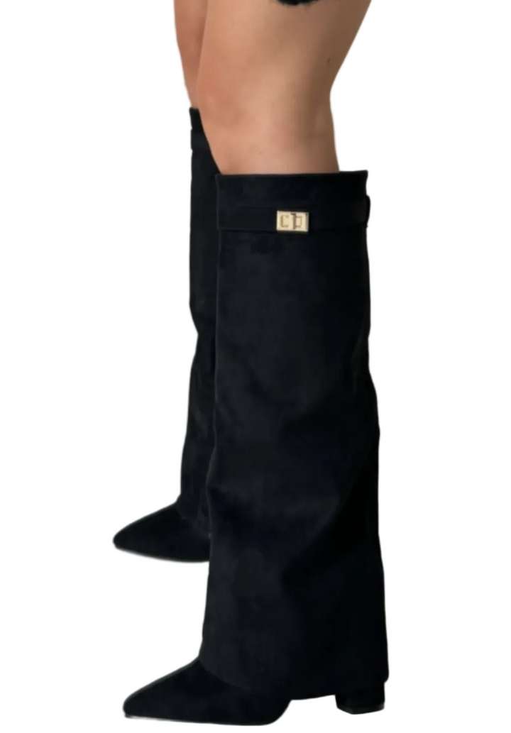 Sorte trendy kvinneboots med komfortabel passform, ideelle for hverdag og fest. Glidelåsstøvler for damer.