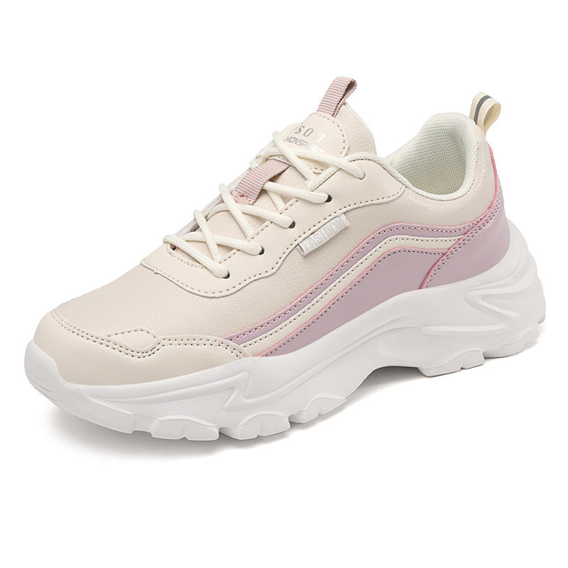 Beige ytelsessko for dame, størrelse 38, med støtdempende såle for løping og komfortabel trening.
