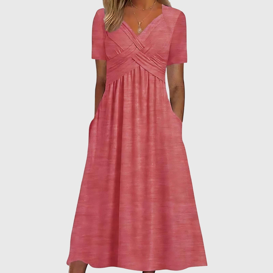 Allsidig kvinnes A-linje midikjole for alle anledninger. Elegant og komfortabel damekjole, ideell for fest og hverdag.