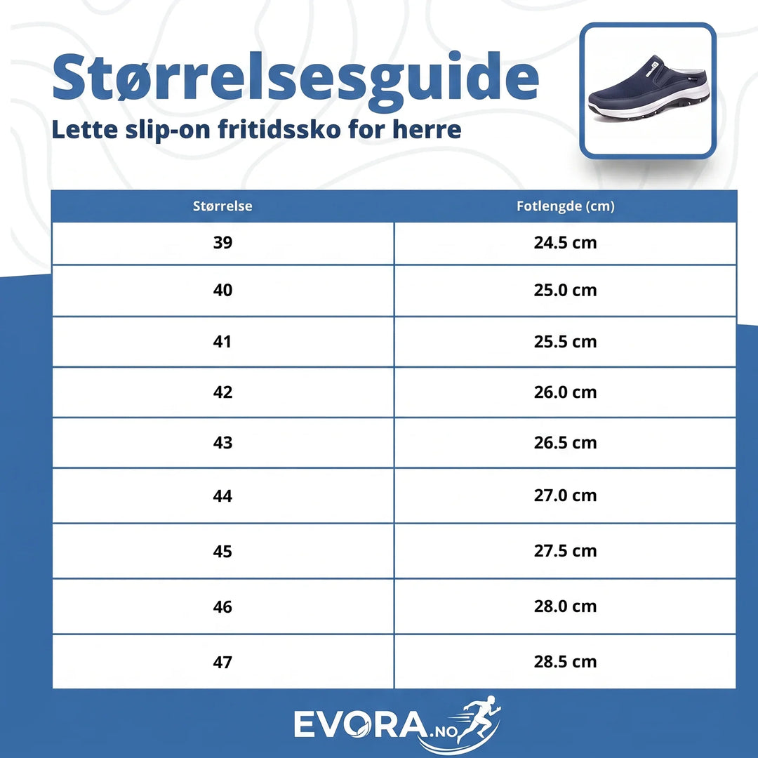 Robust men lett EVA-såle på komfortable slip-on herresko. Gir godt grep for daglig bruk.